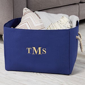 Personalized Blue Canvas Storage Tote