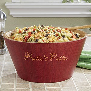 Classic Celebrations Personalized Red Bamboo Bowl- Large Name