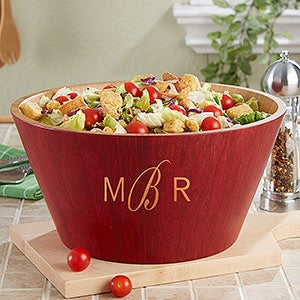 Classic Celebrations Personalized Red Bamboo Bowl- Large Monogram