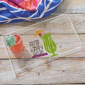 Personalized Acrylic Serving Trays - Happy Hour