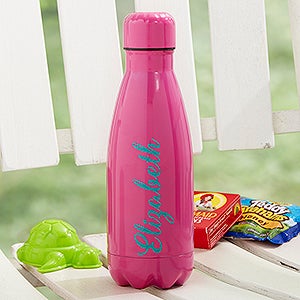 Kids' Stainless Steel Personalized Water Bottle- Raspberry