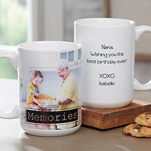 Personalized Photo Coffee Mug with Graphic Overlay - Large