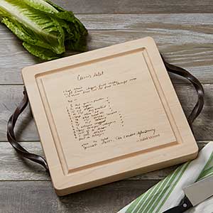 Handwritten Recipe Engraved Cutting Board With Handles