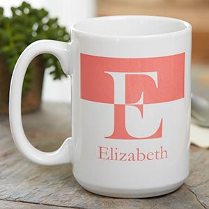 Large 15 oz Personalized Coffee Mugs with Custom Initial