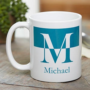 Initials Personalized White Ceramic Coffee Mugs - 11 oz