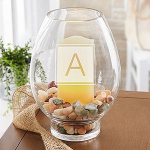 Classic Celebrations Engraved Hurricane Candle Holder-Monogram