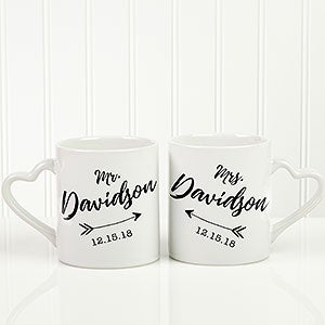 Personalized Wedding Arrow Coffee Mugs Set Of 2 Personalized Wedding Arrow Coffee Mugs Set Of 2 18754