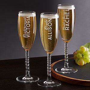 Wedding Party Personalized Twisted Champagne Flute