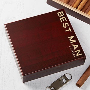 Bold Style Personalized Cherry Wood Cigar Humidor 20 Count