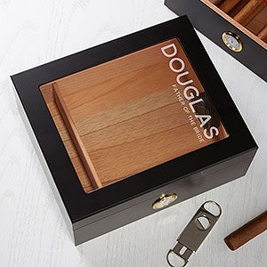 Bold Style Premium Black Personalized Cigar Humidor 50 Count