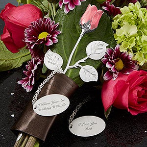 Wedding Memorial Engraved Pink Keepsake Rose