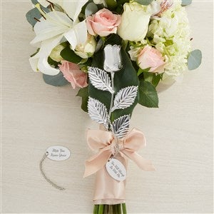 Wedding Memorial Engraved Large Silver Keepsake Rose