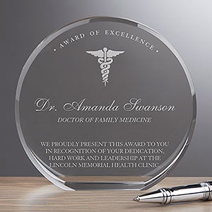 Medical Profession Round Crystal Personalized Award