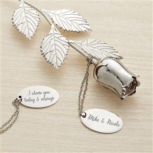 Happy Couple Engraved Large Silver Keepsake Rose
