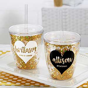 Glitter & Gold Bridal Party 10oz. Stemless Cup