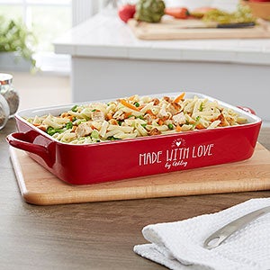 Made With Love Personalized Red Casserole Baking Dish