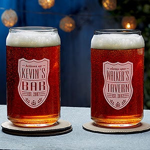 Beer Label Engraved Beer Can Glass