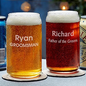 Groomsmen Engraved Beer Can Glass