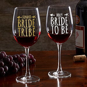 Bride Tribe Personalized 19 1/4oz. Red Wine Glass