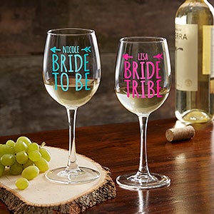 Bride Tribe Personalized 12oz. White Wine Glass