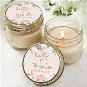 Personalized Mason Jar Candle Wedding Favors - Modern Floral - Set of 12 - Unique Wedding & Anniversary Gifts - #18913