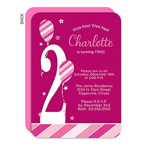 Balloon & Stripes Birthday Invitation - Set of 5