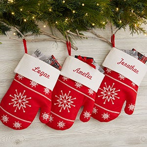 buy personalized christmas stockings in the shape of winter mittens add any names to our festive red white design free personalization fast shipping - Christmas Mittens buy personalized christmas stockings in the shape of winter mittens add any names to our festive red white design free personalization fast shipping - Christmas Mittens