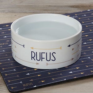 Modern Arrow Personalized Small Dog Bowl