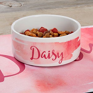 Watercolor Personalized Small Dog Bowls