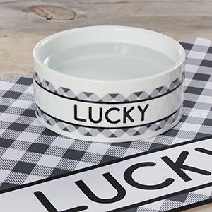 Personalized Plaid Small Dog Bowls