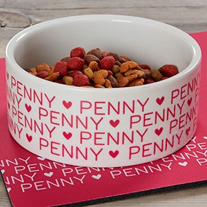 Large Personalized Dog Bowl - Repeating Name