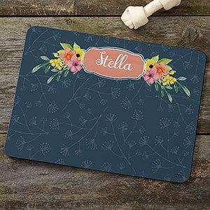 Personalized Dog Food Mat - Floral Design