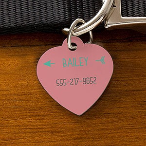 HEART SHAPE DOG TAG WITH CROWN & PRINCE & NAME & PERSONLAISED ON REVERSE 