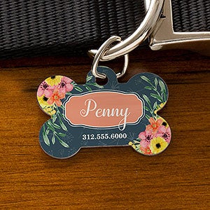 Rose Design Dog Tag Personalized Pet Id Tag Floral Girl Dog Tag 
