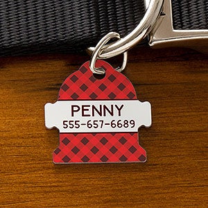 Fire Hydrant Personalized Pet Tag - Plaid