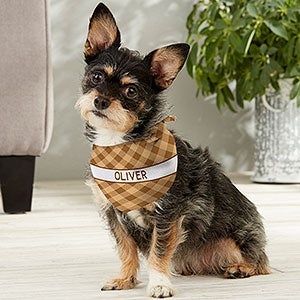Pet Plaid Personalized Dog Bandana - Small