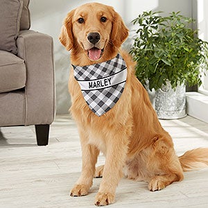 Pet Plaid Personalized Dog Bandana - Large