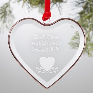 engraved bronze glass heart ornament add any text