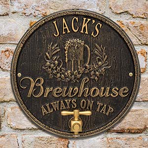 Oak Barrel Personalized Aluminum Brew Pub Plaque