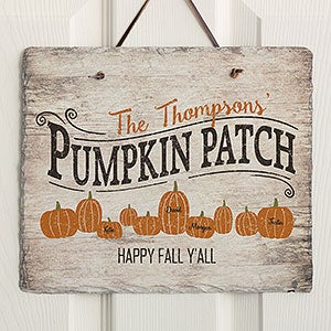 Personalized Slate Plaque - Family Pumpkin Patch