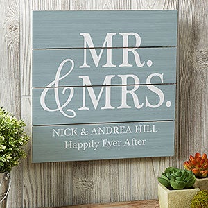 Mr & Mrs 12x12 Personalized Wood Plank Sign