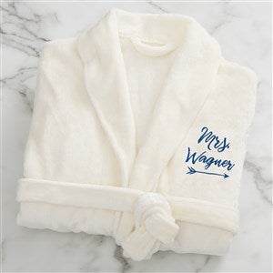 Mrs. Embroidered Luxury Ivory Fleece Robe