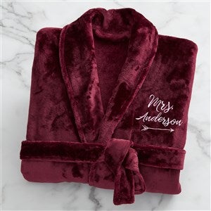 Mrs. Embroidered Luxury Maroon Fleece Robe