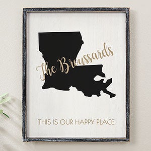 State Pride Personalized Blackwashed Wood Wall Art - 14x18