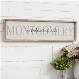 Family Name Personalized Long Whitewashed Barnwood Frame Wall Art- 30" x 8" - #19255-30x8