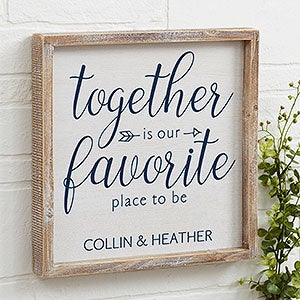 Together Personalized Romantic Word Art - 12x12 Barnwood Frame