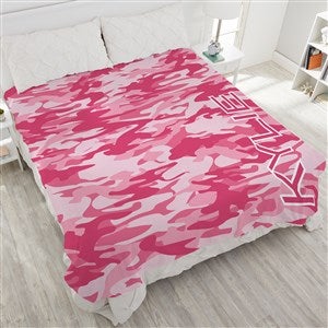 Personalized 90x90 Plush Queen Fleece Camo Blanket