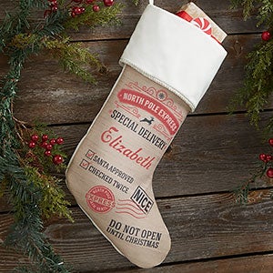 Special Delivery Personalized Ivory Christmas Stocking