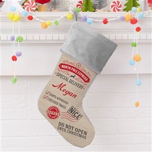 Special Delivery Personalized Grey Christmas Stocking