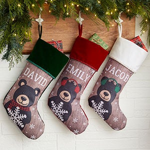 Holiday Bear Family Personalized Christmas Stockings